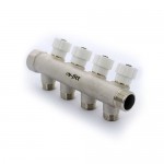 Коллектор UNI-FITT 400N НВ 3/4 4 х 1/2 Н 40 мм никелированный с вентилями