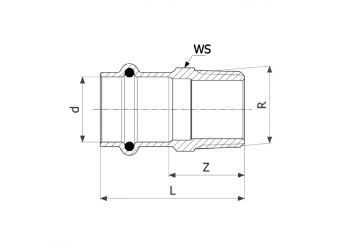 Соединительный элемент медный Viega Sanpress с SC-Contur d=15 (арт. 105 044)
