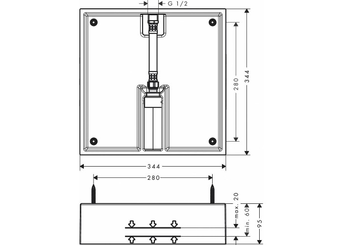 Скрытая часть душа Hansgrohe Raindance Е Air 400x400 26254180