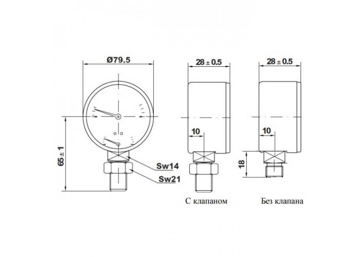 Термоманометр Watts F+R 828/10, радиальный