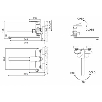 Универсальный смеситель Bravat OPAL F6125183CP-02L-RUS