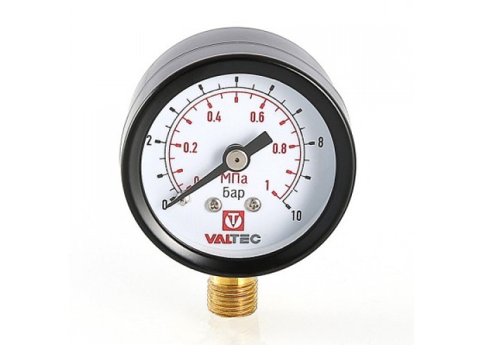 Манометр VALTEC VT.TM40 Dy 40 с нижним подключением 1/8 , 0-10 бар (для подпиточного клапана)
