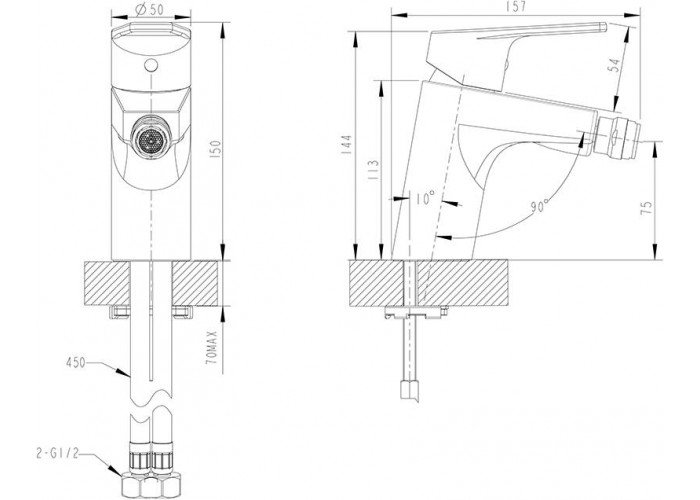 Смеситель для биде Bravat Line F35299C-1