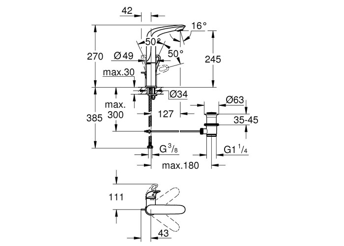 Смеситель для раковины Grohe Eurostyle 23569LS3