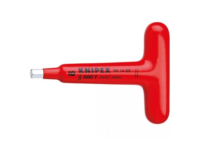 Отвертка KNIPEX VDE с Т-образной рукояткой для винтов с профилем внутренний шестигранник , HEX 5 мм, длина Т-рукоятки 90 мм, 120 мм, диэлектрическая