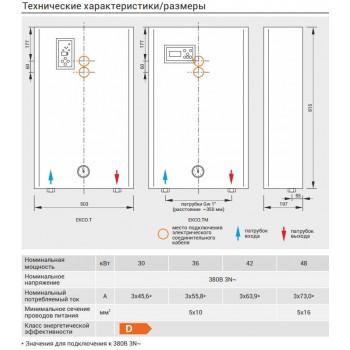 Электрический котёл отопления одноконтурный настенный Kospel EKCO.TM 30 кВт с погодозависимой автоматикой