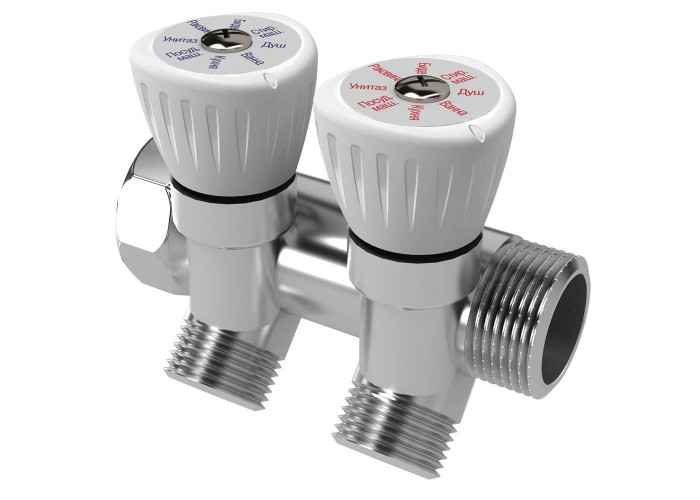 Коллектор Royal Thermo с регулировочными вентилями 3/4x1/2 с 2 контурами