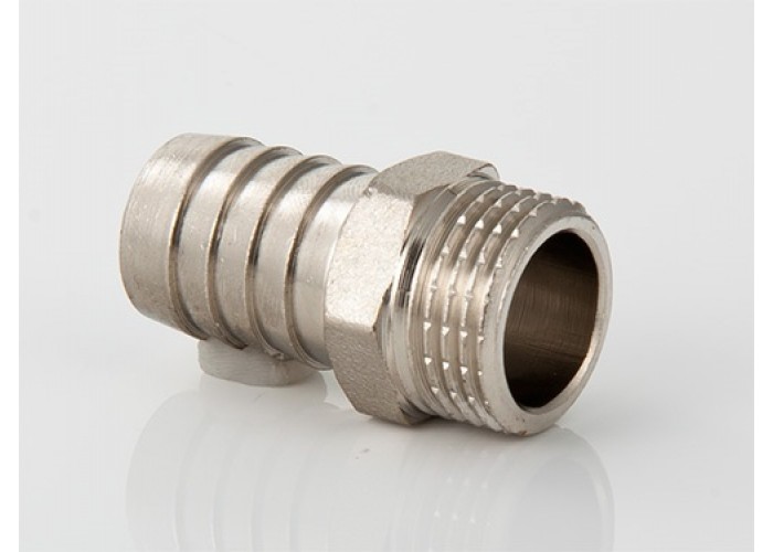 Штуцер для шланга VALTEC 1/2 х 12 мм VTr,650,N,0412 наружная резьба, никелированная латунь
