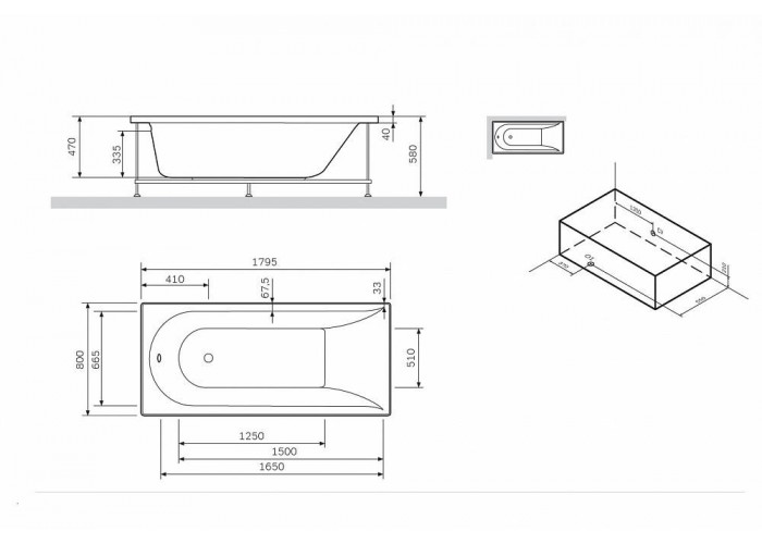 Каркас AM.PM Spirit W72A-180-080W-R2