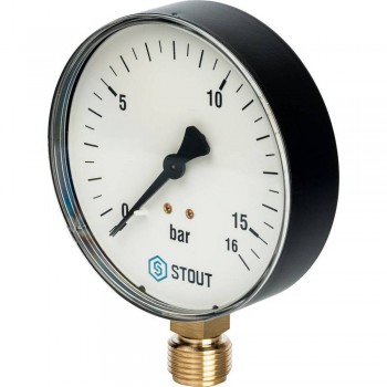 Термоманометр Stout радиальный 16 бар, 100мм, 1/2