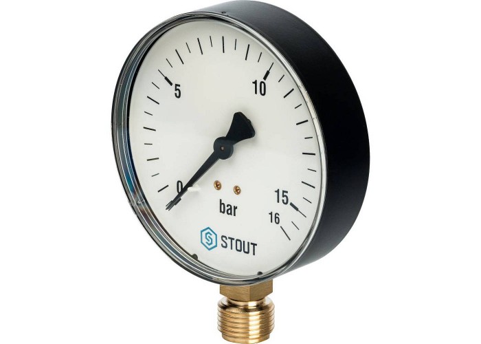 Термоманометр Stout радиальный 16 бар, 100мм, 1/2