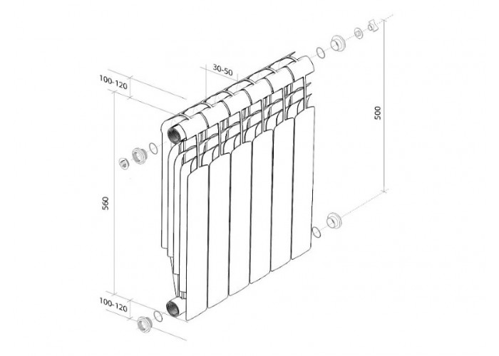 Биметаллический секционный радиатор отопления Royal Thermo Vittoria Super 500 / 12 секций