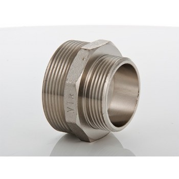 Ниппель VALTEC переходной 3/8 х 1/4 наружная резьба, никелированная латунь