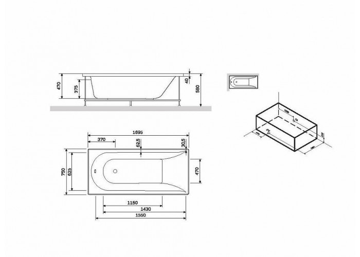 Каркас AM.PM Spirit W72A-170-075W-R2
