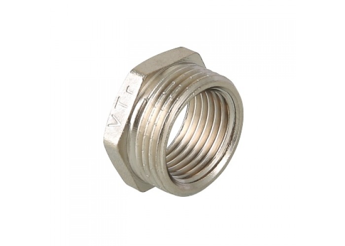 Футорка VALTEC 3/8 х 1/4 внутренняя-наружная резьба, никелированная латунь
