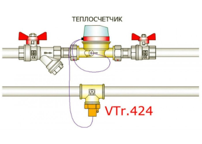 Переходник для подключения датчика температуры VALTEC M10 х 1/2 внутренняя-наружная резьба, никелированная латунь
