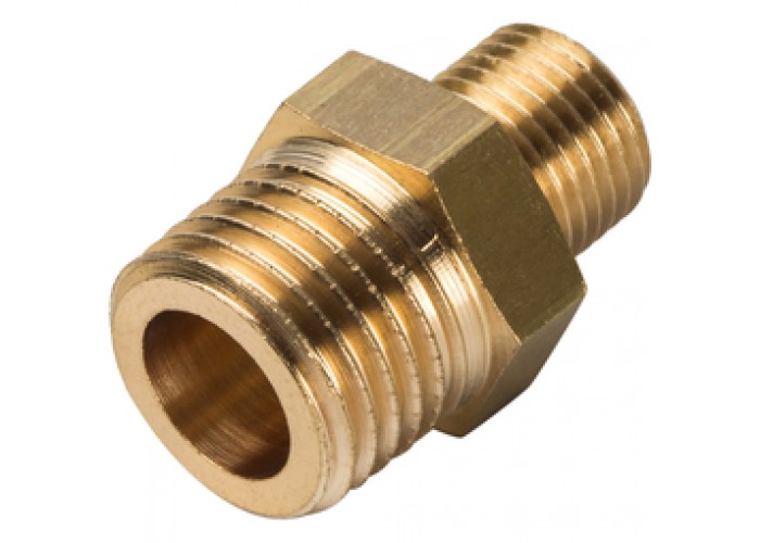 Ниппель переходной Stout 3/8 X1/4 наружная резьба, латунь