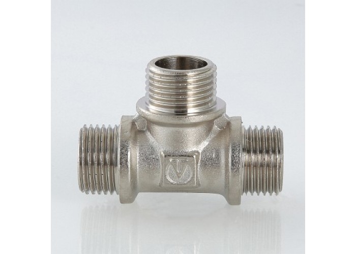 Тройник VALTEC 1/2 наружная резьба, никелированная латунь