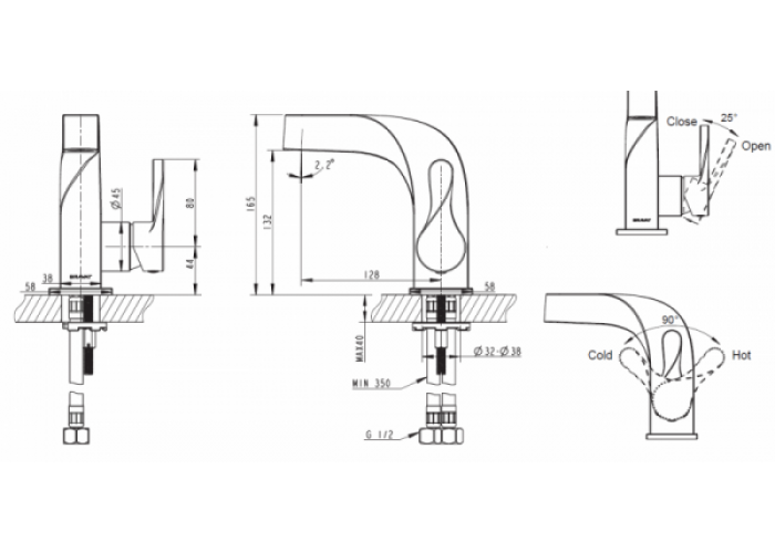 Смеситель для раковины Bravat Wave F174108C-2