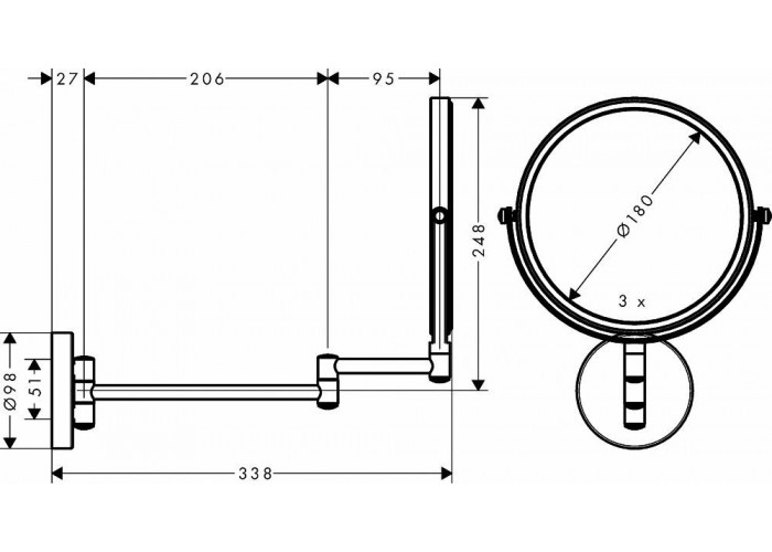 Зеркало косметическое Hansgrohe Logis Universal 73561000