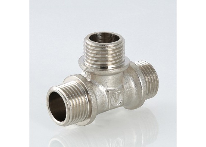 Тройник VALTEC 1/2 наружная резьба, никелированная латунь