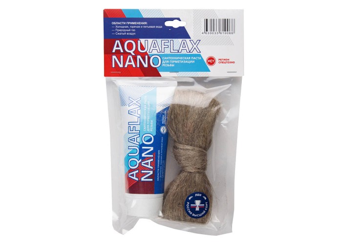 Паста Сантехмастер для льна Aquaflax nano, тюбик 270 гр. + 40 гр. российского льна