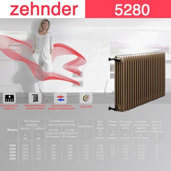 Стальной трубчатый радиатор Zehnder 5280
