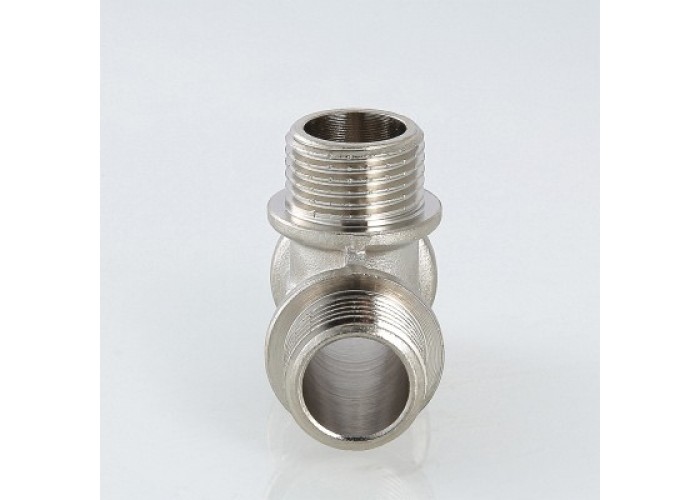Тройник VALTEC 1/2 наружная резьба, никелированная латунь
