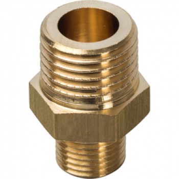 Ниппель переходной Stout 3/8 X1/4 наружная резьба, латунь