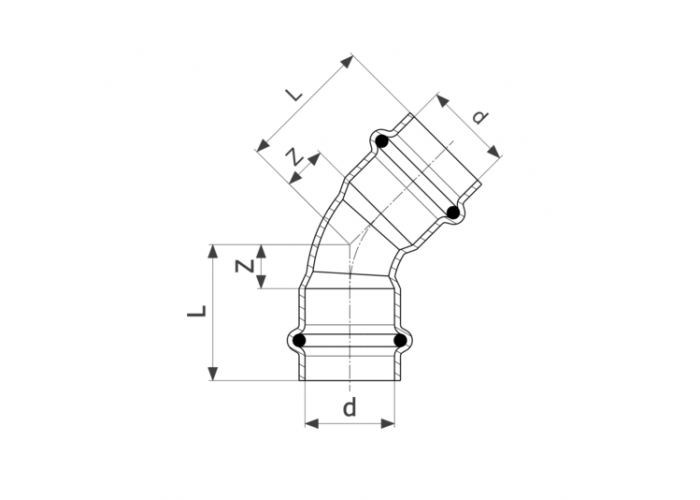 Отвод 45 медный Viega Profipress с SC-Contur d=12 (арт. 292 577)