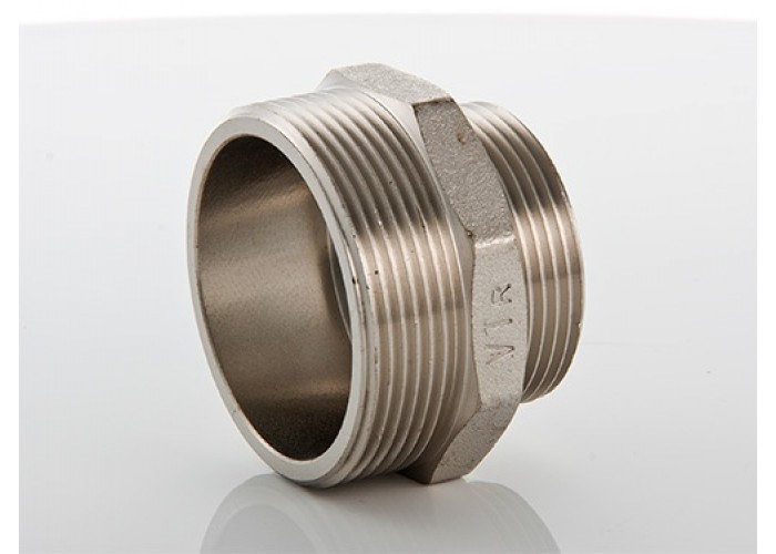 Ниппель VALTEC переходной 3/8 х 1/4 наружная резьба, никелированная латунь