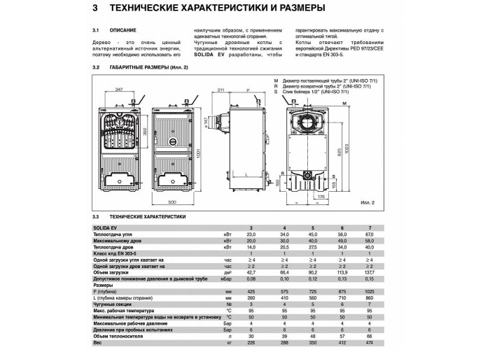 Твердотопливный напольный котел отопления, одноконтурный Sime SOLIDA EV 3