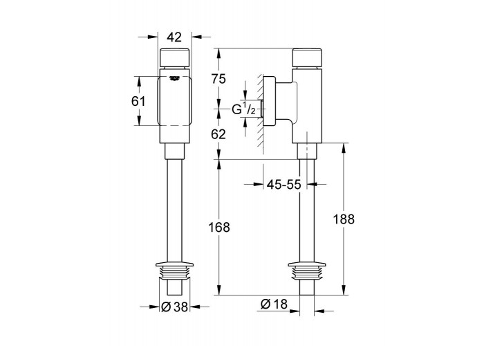 Смывное устройство для писсуара Grohe Rondo 37346000